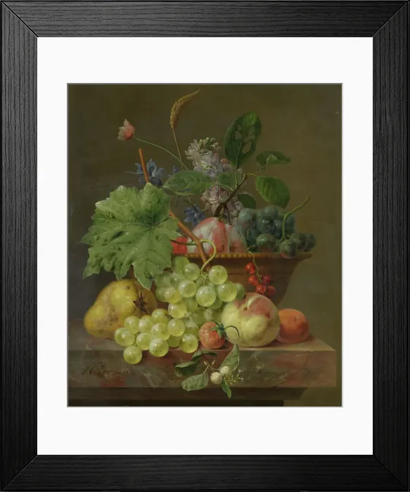 Framed Print : Still Life with Fruit in a Terracotta Dish, c.1830. Creator: Anthony Oberman Framed Print : Still Life with Fruit in a Terracotta Dish, c.1830. Creator: Anthony Oberman