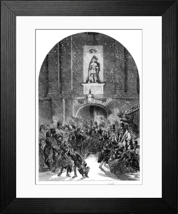 Framed Print : Christ's Hospital and Christmas Eve - drawn by John Gilbert, 1857. Creator: Unknown Framed Print : Christ's Hospital and Christmas Eve - drawn by John Gilbert, 1857. Creator: Unknown