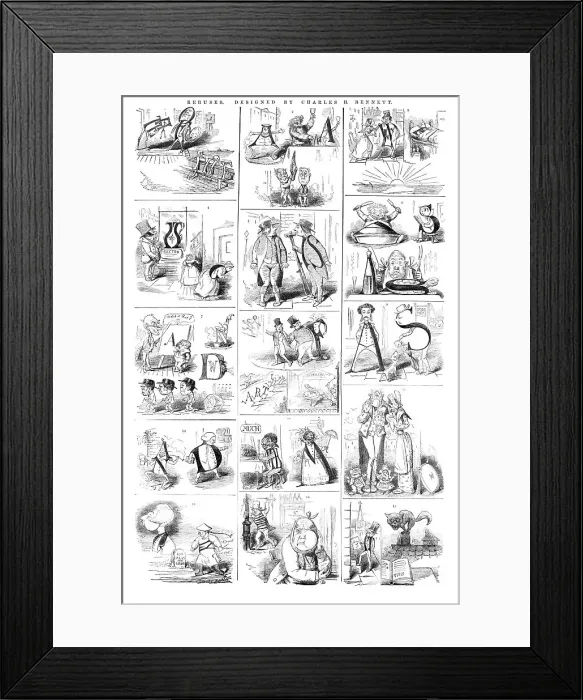 Framed Print : Rebuses, designed by Charles H. Bennett, 1857. Creator: Unknown Framed Print : Rebuses, designed by Charles H. Bennett, 1857. Creator: Unknown
