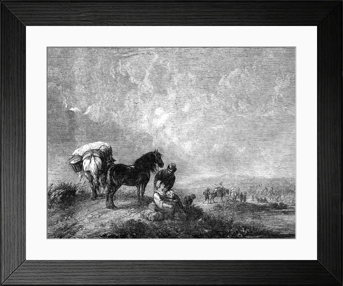 Framed Print : Going to the Ferry - painted by Wouvermans, 1856. Creator: Unknown. Going to the Ferry - painted by Wouvermans, 1856. Creator: Unknown Framed Print : Going to the Ferry - painted by Wouvermans, 1856. Creator: Unknown. Going to the Ferry - painted by Wouvermans, 1856. Creator: Unknown