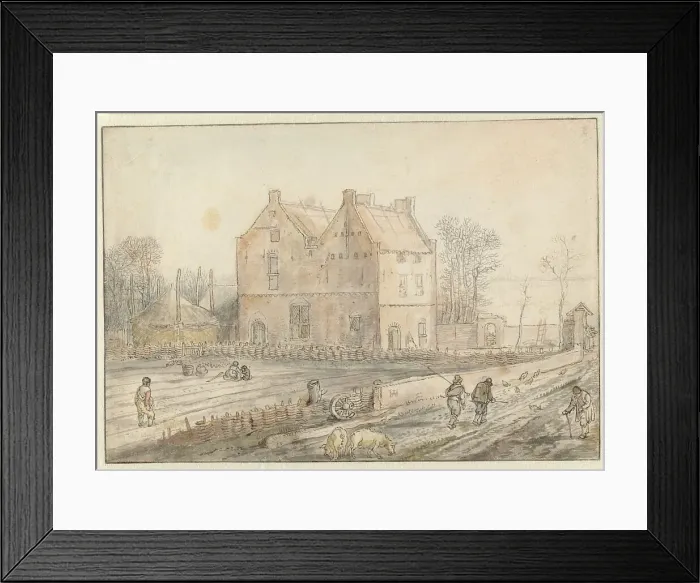 Framed Print : View of a Country House with Sowers in the Field, c.1610-c.1615. Creator: Hendrick Avercamp Framed Print : View of a Country House with Sowers in the Field, c.1610-c.1615. Creator: Hendrick Avercamp