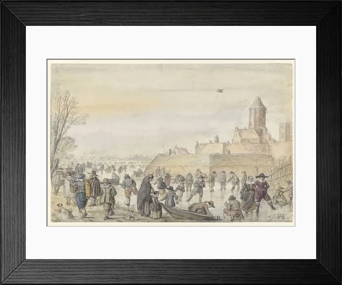 Framed Print : Winter Scene on the Frozen Canal near the Kalverhekkenpoort, Kampen, before 1607. Creator: Hendrick Avercamp Framed Print : Winter Scene on the Frozen Canal near the Kalverhekkenpoort, Kampen, before 1607. Creator: Hendrick Avercamp