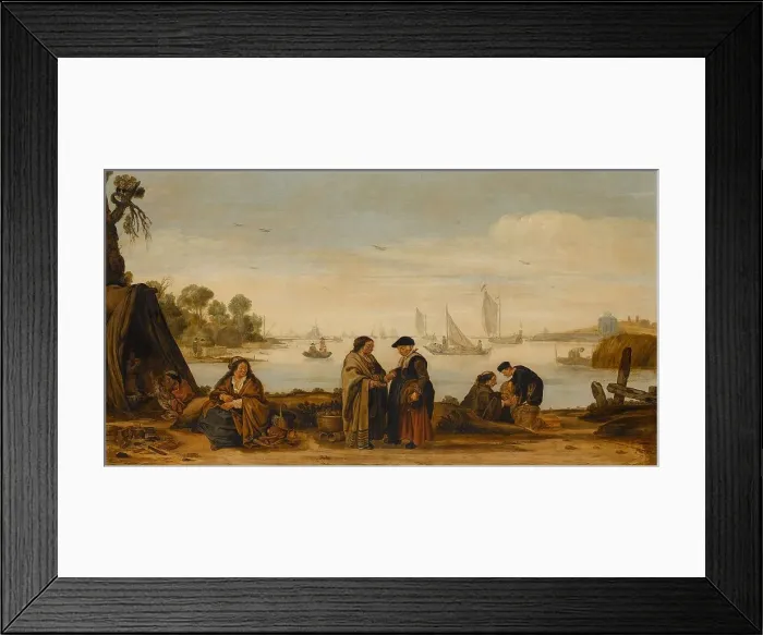 Framed Print : River landscape with Women Fortune-Telling, c.1625-c.1630. Creator: Arent Arentsz
