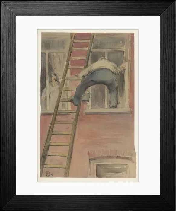 Framed Print : Window washer, 1904. Creator: Herman Heyenbrock Framed Print : Window washer, 1904. Creator: Herman Heyenbrock