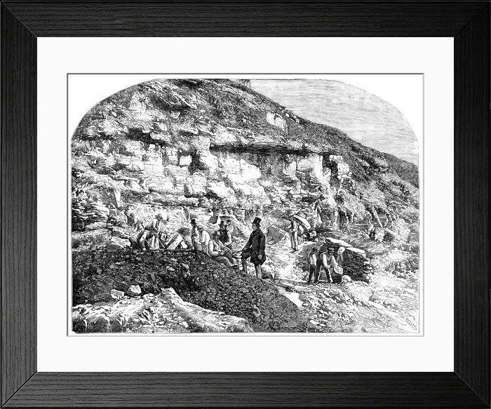 Framed Print : Scene of the Geological Discoveries at Swanage, Dorset - from a photograph by F. Briggs, 1857. Creator: Richard Principal Leitch Framed Print : Scene of the Geological Discoveries at Swanage, Dorset - from a photograph by F. Briggs, 1857. Creator: Richard Principal Leitch