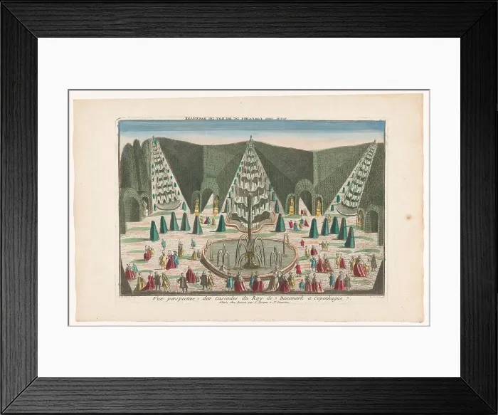 Framed Print : View of cascades in The King's Garden in Denmark, Copenhagen, 1700-1799. Creator: Anon Framed Print : View of cascades in The King's Garden in Denmark, Copenhagen, 1700-1799. Creator: Anon