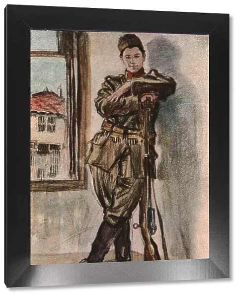 En Macedoine; Slavka Tomitch, sergent, femme serbe mobilisee, 1916. Creator: Almery Lobel Riche