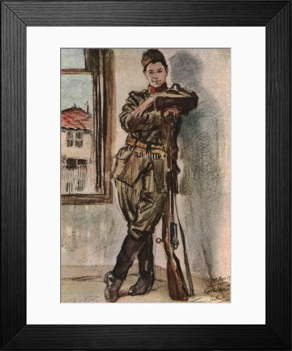 Framed Print : En Macedoine; Slavka Tomitch, sergent, femme serbe mobilisee, 1916. Creator: Almery Lobel Riche Framed Print : En Macedoine; Slavka Tomitch, sergent, femme serbe mobilisee, 1916. Creator: Almery Lobel Riche