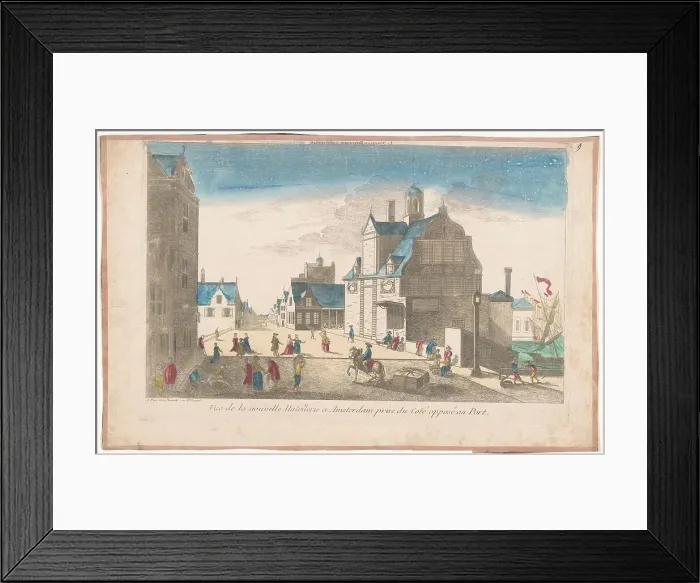 Framed Print : View of the new bridge and Paalhuis on the IJ in Amsterdam, 1700-1799. Creator: Anon Framed Print : View of the new bridge and Paalhuis on the IJ in Amsterdam, 1700-1799. Creator: Anon