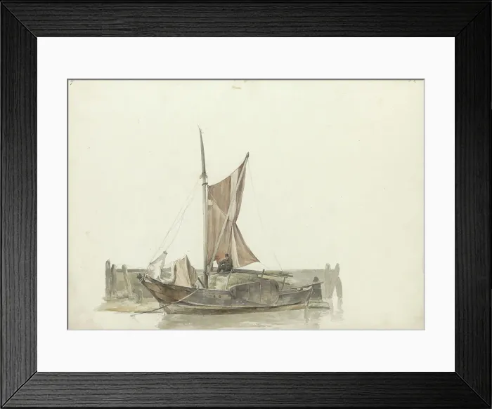 Framed Print : Man aboard a sailing boat, 1797-1838. Creator: Johannes Christiaan Schotel Framed Print : Man aboard a sailing boat, 1797-1838. Creator: Johannes Christiaan Schotel