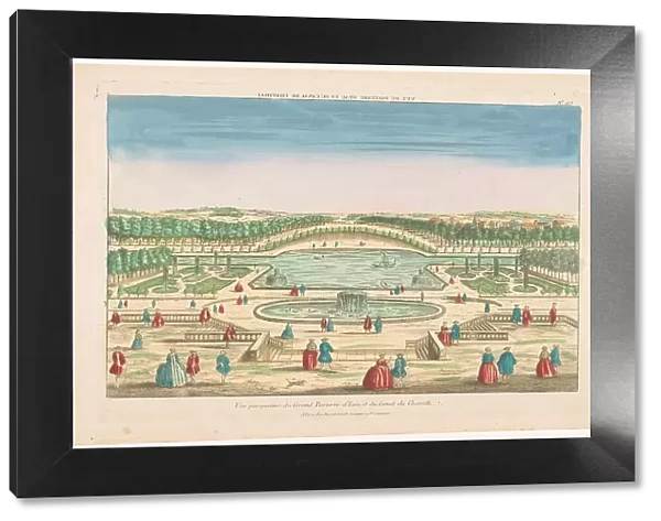 View of the waterside parterre and Grand Canal in the garden of the Chateau...1700-1799. Creator: Basset