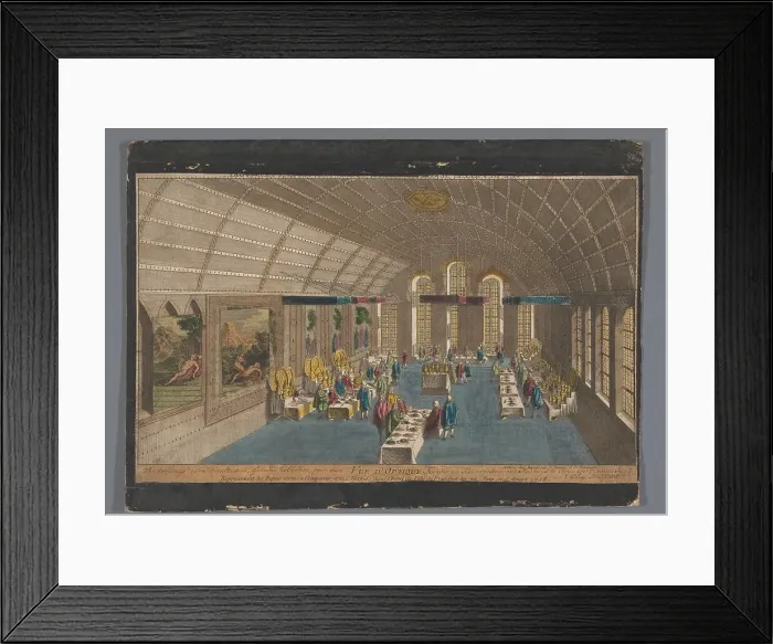 Framed Print : View of a room in the Romer in Frankfurt am Main with a meal for the emperor... Creator: Anon Framed Print : View of a room in the Romer in Frankfurt am Main with a meal for the emperor... Creator: Anon