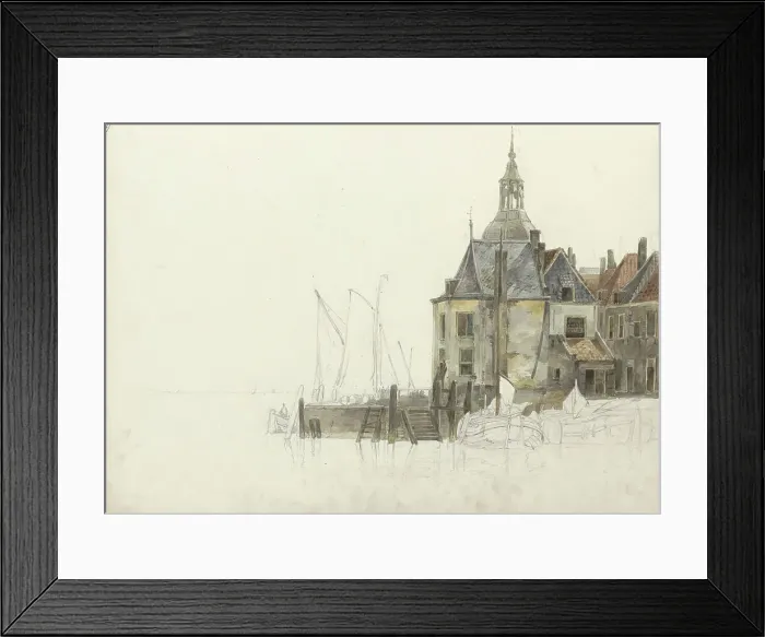 Framed Print : Quay at the Groothoofdspoort in Dordrecht, 1797-1838. Creator: Johannes Christiaan Schotel Framed Print : Quay at the Groothoofdspoort in Dordrecht, 1797-1838. Creator: Johannes Christiaan Schotel