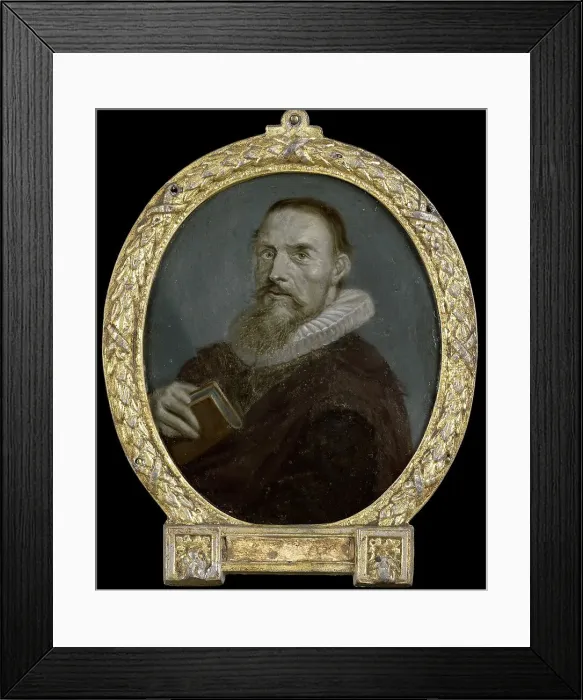 Framed Print : Portrait of Samuel Ampzing, Clergyman and Poet in Haarlem, 1700-1732. Creator: Arnoud van Halen Framed Print : Portrait of Samuel Ampzing, Clergyman and Poet in Haarlem, 1700-1732. Creator: Arnoud van Halen