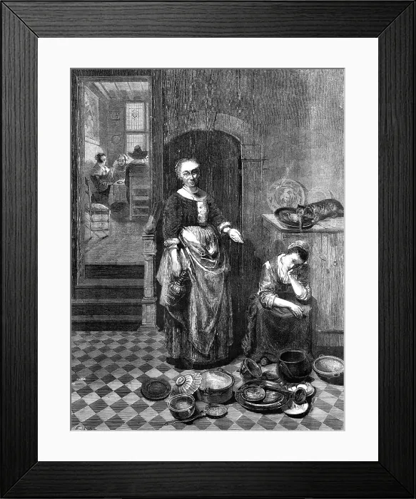Framed Print : The Idle Servant - in the National Gallery - painted by Nicolas Maes, 1857. Creator: Henry Duff Linton. The Idle Servant - in the National Gallery - painted by Nicolas Maes, 1857. Creator: Henry Duff Linton Framed Print : The Idle Servant - in the National Gallery - painted by Nicolas Maes, 1857. Creator: Henry Duff Linton. The Idle Servant - in the National Gallery - painted by Nicolas Maes, 1857. Creator: Henry Duff Linton