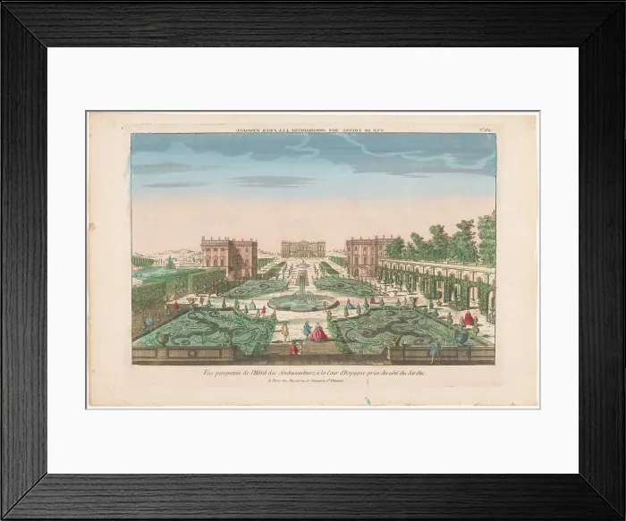Framed Print : View of the garden and the Hotel des Ambassadors in Spain, 1700-1799. Creator: Anon Framed Print : View of the garden and the Hotel des Ambassadors in Spain, 1700-1799. Creator: Anon