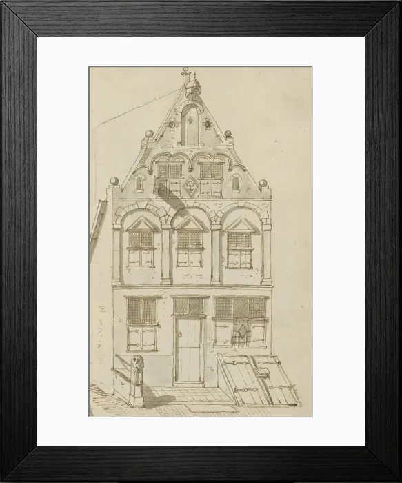 Framed Print : Facade of a gabled house, c.1783-c.1797. Creator: Johannes Huibert Prins Framed Print : Facade of a gabled house, c.1783-c.1797. Creator: Johannes Huibert Prins