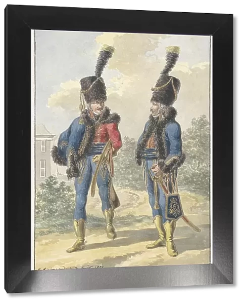 Two standing soldiers, 1807. Creator: Jan Antony Langendijk