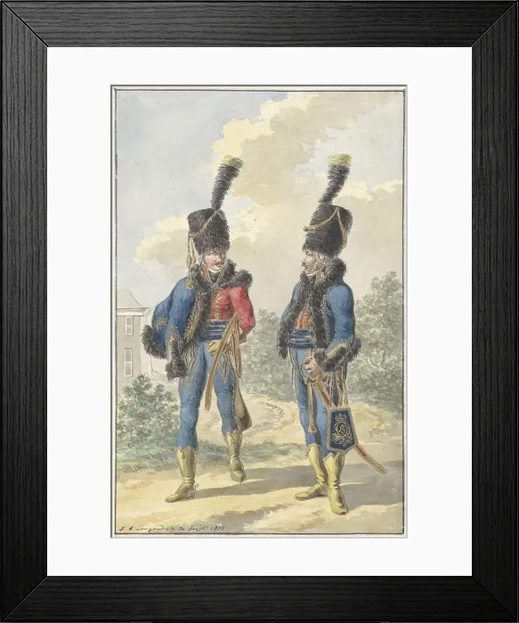 Framed Print : Two standing soldiers, 1807. Creator: Jan Antony Langendijk Framed Print : Two standing soldiers, 1807. Creator: Jan Antony Langendijk