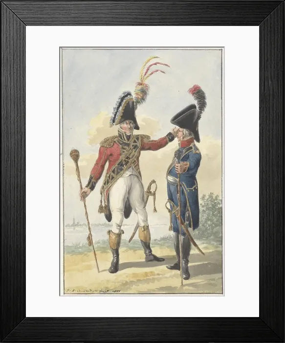 Framed Print : Two standing soldiers, 1801. Creator: Jan Antony Langendijk Framed Print : Two standing soldiers, 1801. Creator: Jan Antony Langendijk