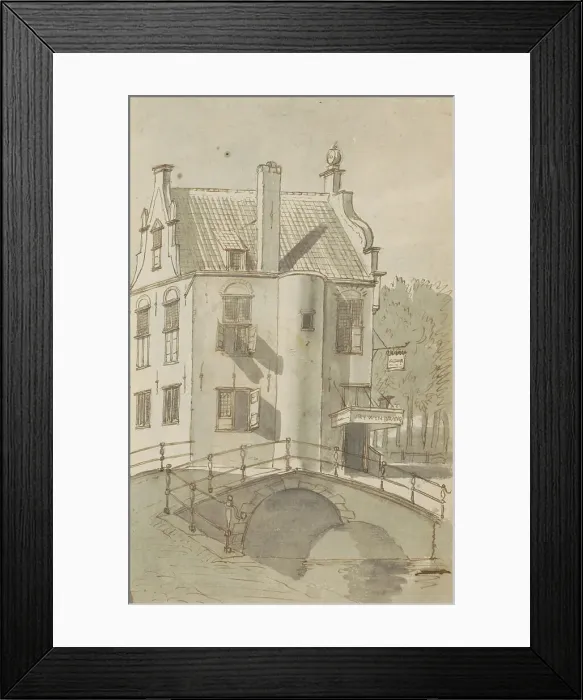 Framed Print : Cityscape with a bridge over a canal, c.1783-c.1797. Creator: Johannes Huibert Prins Framed Print : Cityscape with a bridge over a canal, c.1783-c.1797. Creator: Johannes Huibert Prins