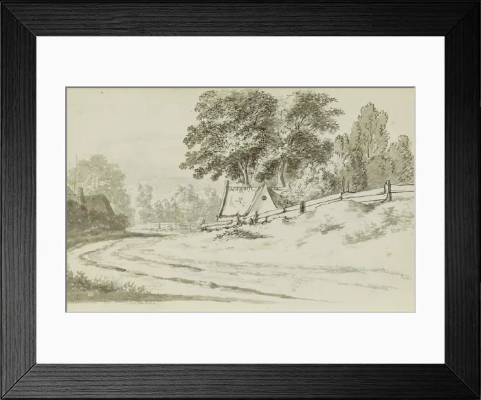 Framed Print : Houses on a path in a landscape, 1783. Creator: Johannes Huibert Prins Framed Print : Houses on a path in a landscape, 1783. Creator: Johannes Huibert Prins
