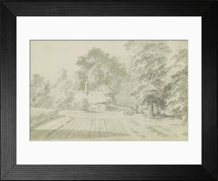 Framed Print : Farm in the woods, 1783. Creator: Johannes Huibert Prins Framed Print : Farm in the woods, 1783. Creator: Johannes Huibert Prins
