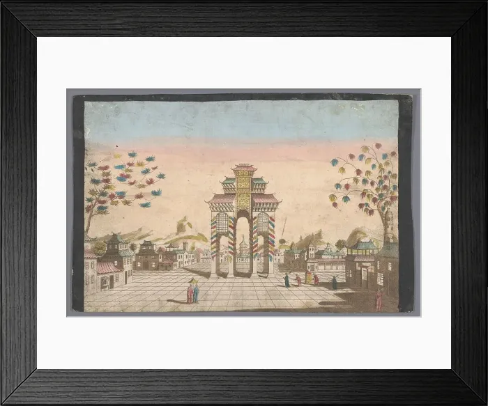 Framed Print : View of a triumphal arch on a square in Canton, 1700-1799. Creator: Anon Framed Print : View of a triumphal arch on a square in Canton, 1700-1799. Creator: Anon