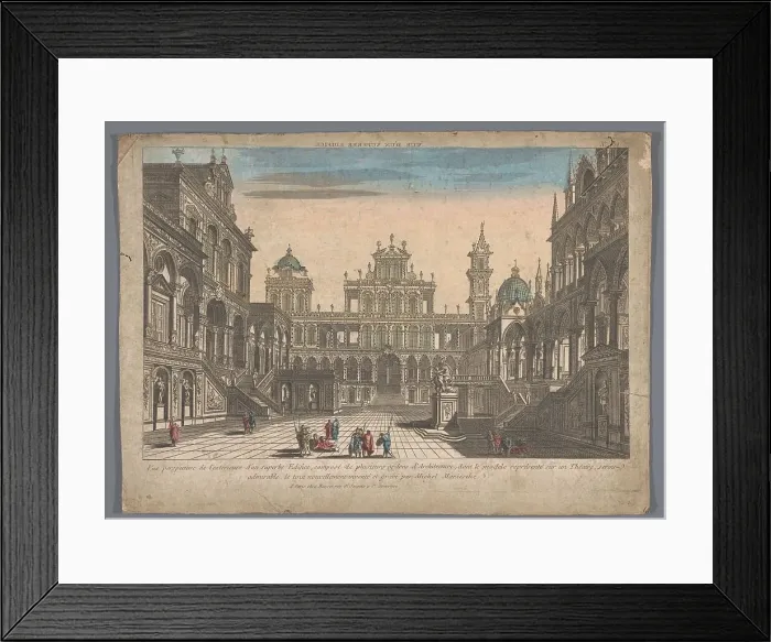 Framed Print : View of the courtyard of a structure, 1700-1799. Creator: Michele Marieschi Framed Print : View of the courtyard of a structure, 1700-1799. Creator: Michele Marieschi