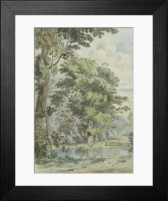 Framed Print : Lake in a forest, 1783. Creator: Johannes Huibert Prins Framed Print : Lake in a forest, 1783. Creator: Johannes Huibert Prins