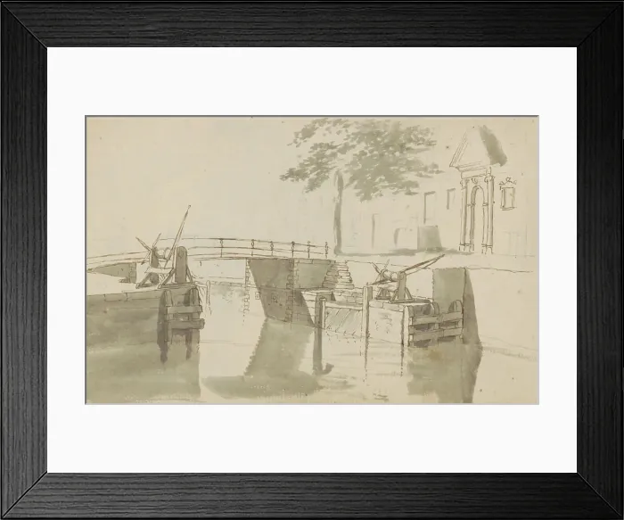 Framed Print : Canal with lock, c.1783-c.1797. Creator: Johannes Huibert Prins