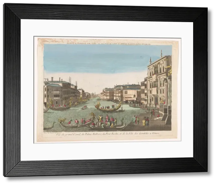 Framed Print : View of the Grand Canal with gondolas, the Palazzo Balbi and the Ponte Rialto in... 1700-1799. Creator: Anon Framed Print : View of the Grand Canal with gondolas, the Palazzo Balbi and the Ponte Rialto in... 1700-1799. Creator: Anon