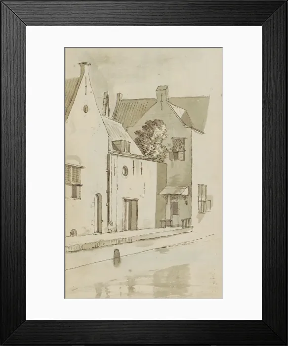Framed Print : Rear facades of houses along a quay, c.1783-c.1797. Creator: Johannes Huibert Prins Framed Print : Rear facades of houses along a quay, c.1783-c.1797. Creator: Johannes Huibert Prins