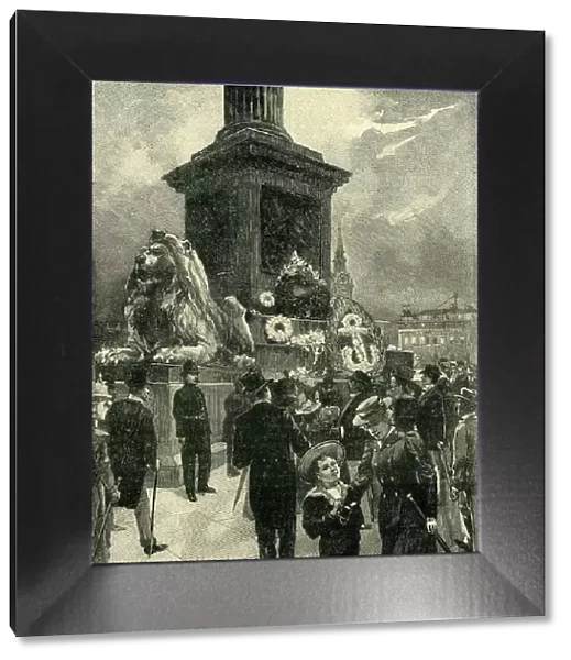Nelson Day: Scene in Trafalgar Square, London, 1895, (c1900). Creator: Unknown