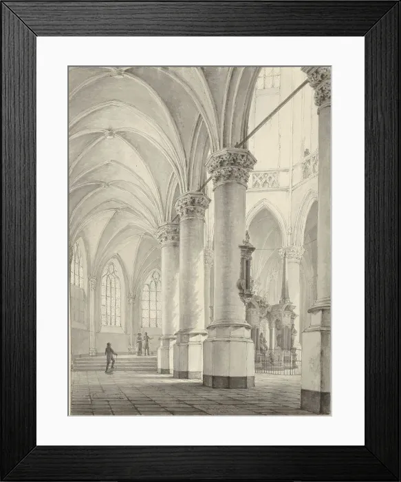 Framed Print : Interior of the Nieuwe Kerk in Delft, 1824. Creator: Johannes Jelgerhuis Framed Print : Interior of the Nieuwe Kerk in Delft, 1824. Creator: Johannes Jelgerhuis
