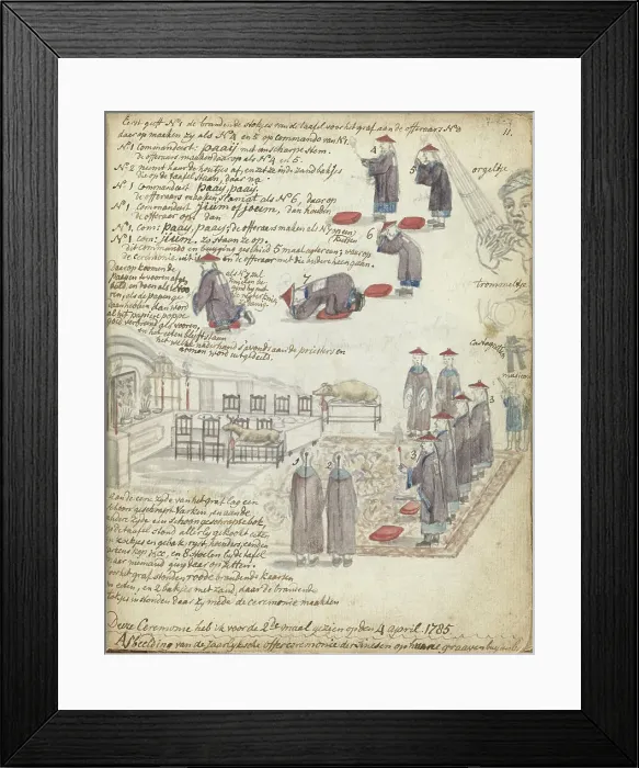 Framed Print : Chinese sacrificial ceremony in Batavia, 1785. Creator: Jan Brandes Framed Print : Chinese sacrificial ceremony in Batavia, 1785. Creator: Jan Brandes