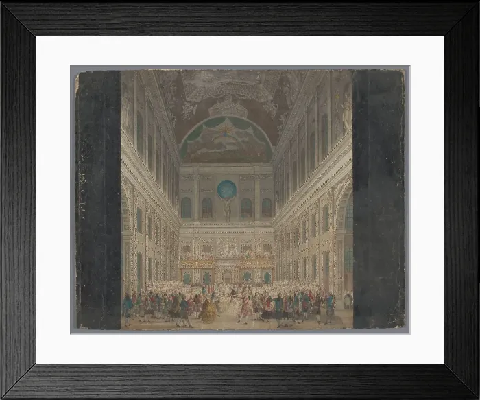 Framed Print : View of a festive ball in the interior of the town hall in Amsterdam, on June 6, 1768, (1768-1787). Creator: Anon Framed Print : View of a festive ball in the interior of the town hall in Amsterdam, on June 6, 1768, (1768-1787). Creator: Anon