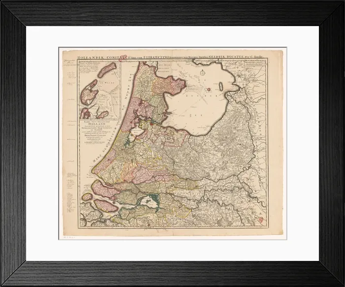 Framed Print : Map of Holland, Utrecht and part of Gelderland, 1726-1727. Creator: Caspar Specht Framed Print : Map of Holland, Utrecht and part of Gelderland, 1726-1727. Creator: Caspar Specht