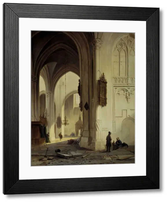 Framed Print : Church Interior, 1844. Creator: Bartholomeus Johannes van Hove Framed Print : Church Interior, 1844. Creator: Bartholomeus Johannes van Hove
