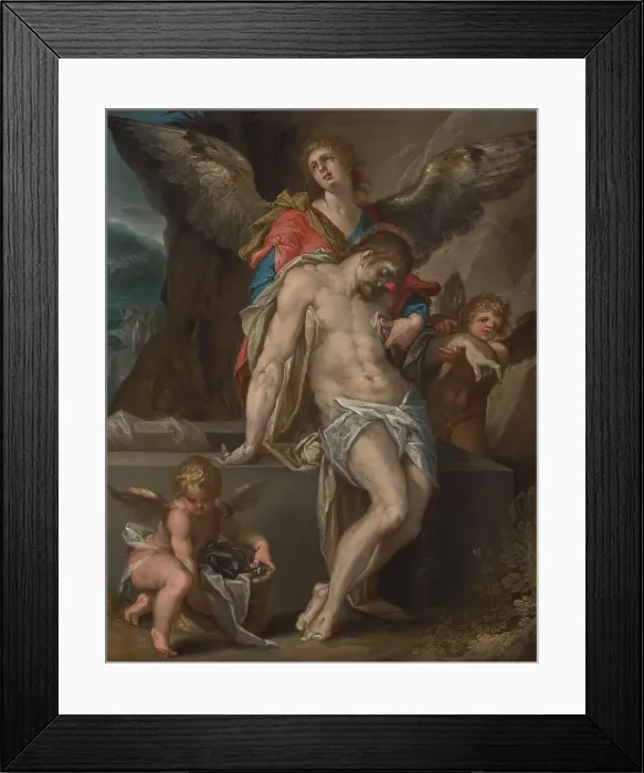 Framed Print : Angels carry the body of Christ - Pietà, c.1587. Creator: Bartholomeus Spranger Framed Print : Angels carry the body of Christ - Pietà, c.1587. Creator: Bartholomeus Spranger