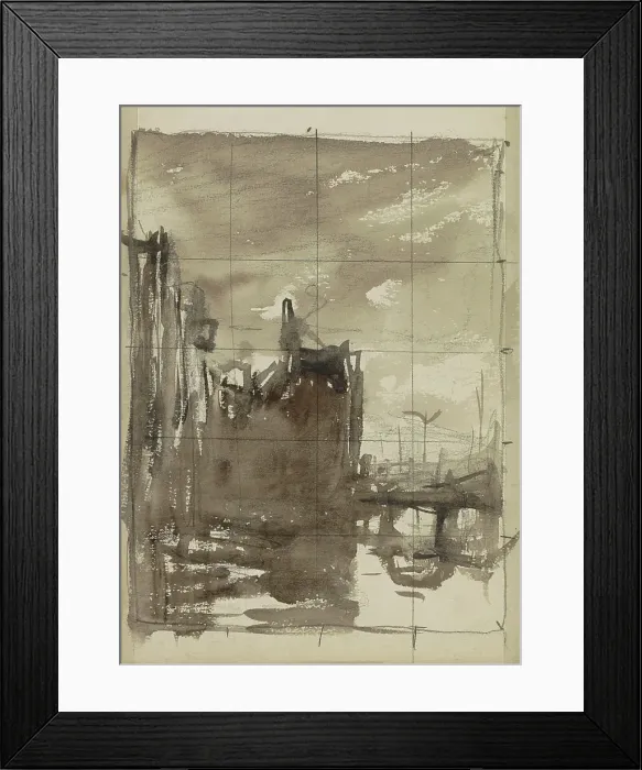 Framed Print : Buildings on a waterfront, 1834-1911. Creator: Jozef Israels Framed Print : Buildings on a waterfront, 1834-1911. Creator: Jozef Israels