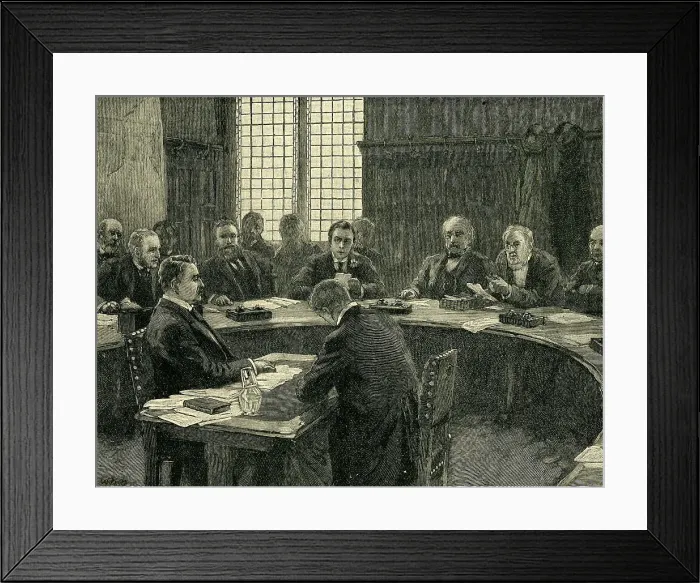 Framed Print : Mr. Rhodes Before the South Africa Committee, c1897, (c1900). Creator: Unknown Framed Print : Mr. Rhodes Before the South Africa Committee, c1897, (c1900). Creator: Unknown
