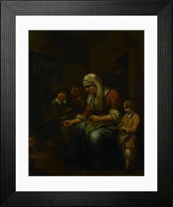 Framed Print : Woman making pancakes, 1670-1709. Creator: Bernardus van Schijndel Framed Print : Woman making pancakes, 1670-1709. Creator: Bernardus van Schijndel