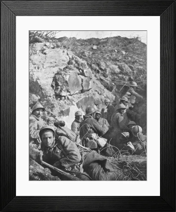 Framed Print : Ceux qui ont repris Douaumont; soldats du regiment colonial du Maroc occupant les fosses... 1916. Creator: Unknown Framed Print : Ceux qui ont repris Douaumont; soldats du regiment colonial du Maroc occupant les fosses... 1916. Creator: Unknown