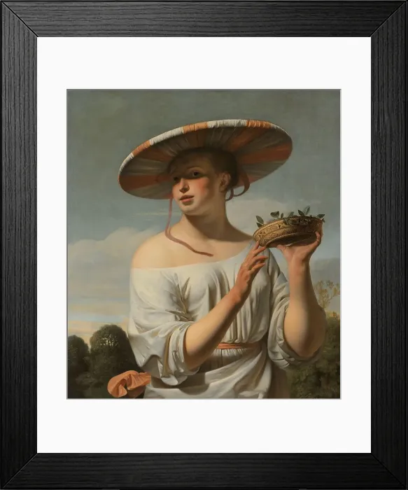 Framed Print : Girl in a Large Hat, c.1645-c.1650. Creator: Caesar Boëtius van Everdingen