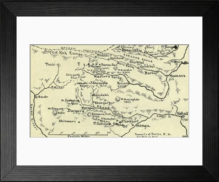 Framed Print : Map of the Tirah Campaign, c1900. Creator: Unknown Framed Print : Map of the Tirah Campaign, c1900. Creator: Unknown