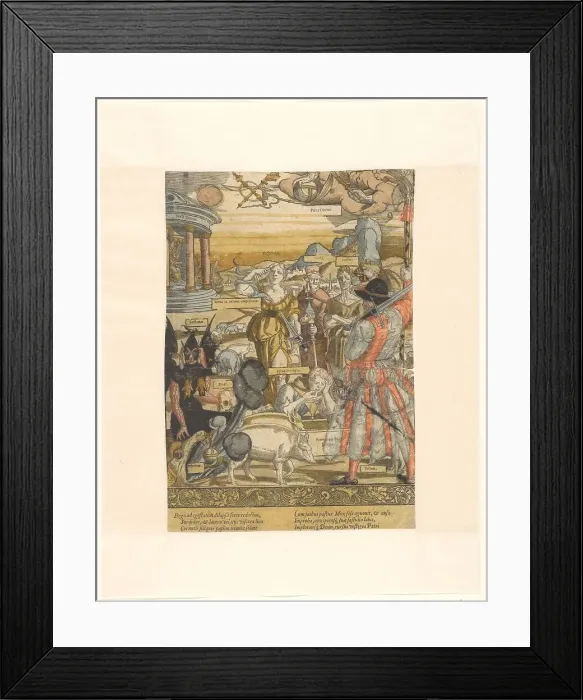 Framed Print : The prodigal son eats from the pigstrog, c.1540-c.1550. Creator: Cornelis Anthonisz Framed Print : The prodigal son eats from the pigstrog, c.1540-c.1550. Creator: Cornelis Anthonisz