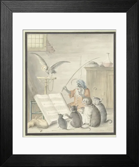 Framed Print : Interior with cat concert, 1620-1715. Creator: Cornelis Saftleven Framed Print : Interior with cat concert, 1620-1715. Creator: Cornelis Saftleven