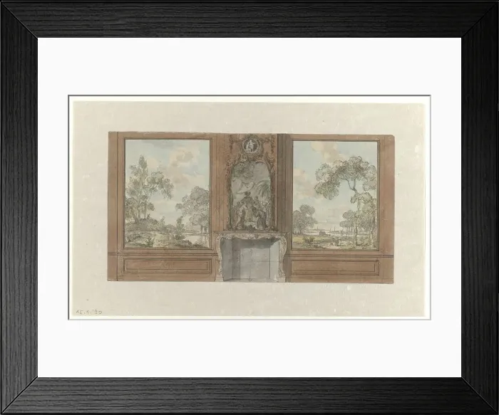 Framed Print : Design for room wall with chimney piece wih motif of the baptism of the Eunuch, c.1752-c.1819. Creator: Juriaan Andriessen Framed Print : Design for room wall with chimney piece wih motif of the baptism of the Eunuch, c.1752-c.1819. Creator: Juriaan Andriessen