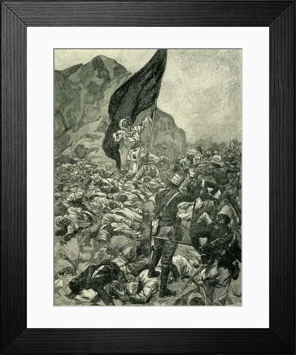 Framed Print : The Battle of Omdurman: The Defence of the Khalifa's Black Flag, 1898, (c1900). Creator: Unknown Framed Print : The Battle of Omdurman: The Defence of the Khalifa's Black Flag, 1898, (c1900). Creator: Unknown